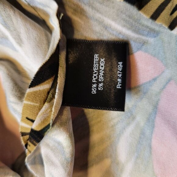 Norma Kamali Vibrant Tropical Leaf Print Tunic Blouse Women's Large 40 - Picture 11 of 13